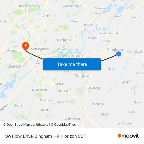 Swallow Drive, Bingham to Horizon CDT map