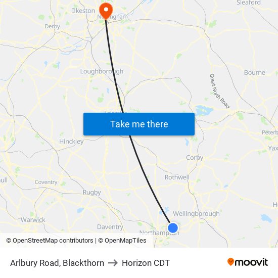 Arlbury Road, Blackthorn to Horizon CDT map