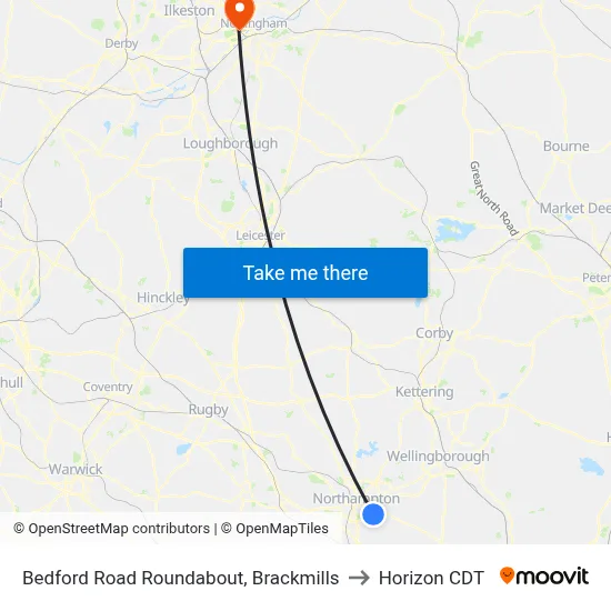 Bedford Road Roundabout, Brackmills to Horizon CDT map