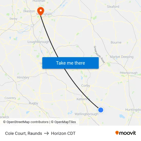 Cole Court, Raunds to Horizon CDT map