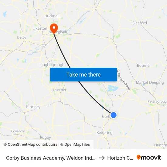 Corby Business Academy, Weldon Industry to Horizon CDT map