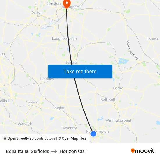 Bella Italia, Sixfields to Horizon CDT map