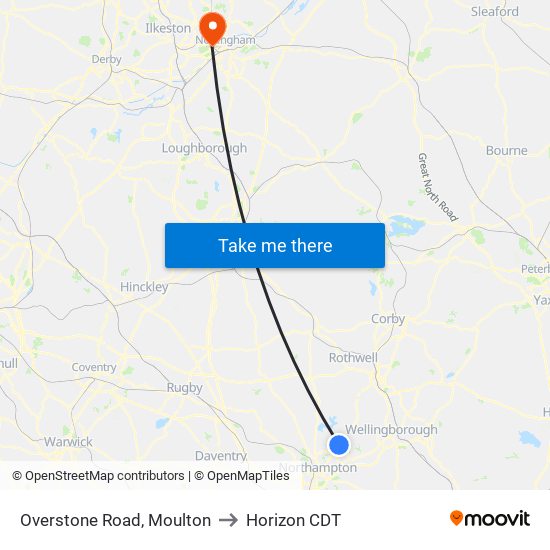 Overstone Road, Moulton to Horizon CDT map