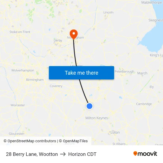 28 Berry Lane, Wootton to Horizon CDT map