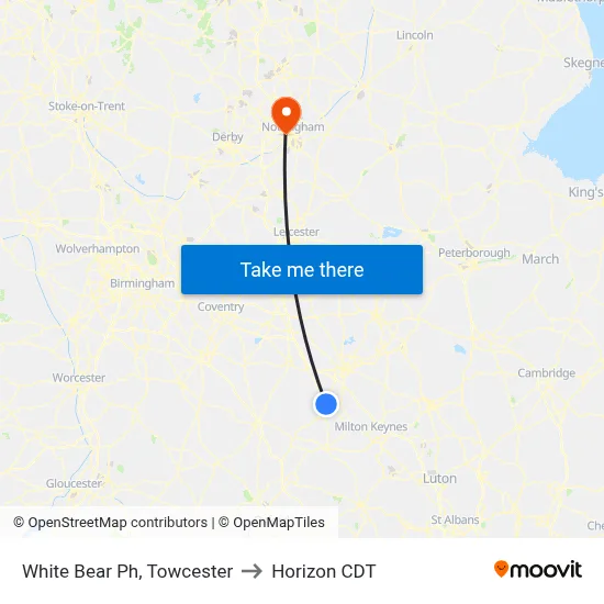 White Bear Ph, Towcester to Horizon CDT map