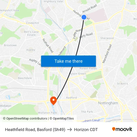 Heathfield Road, Basford (Sh49) to Horizon CDT map