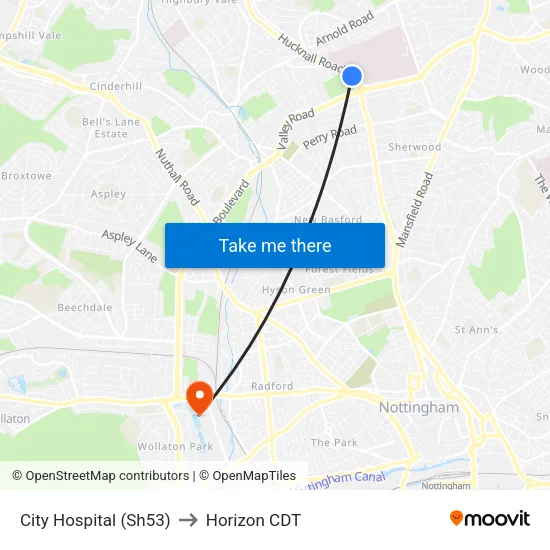 City Hospital (Sh53) to Horizon CDT map