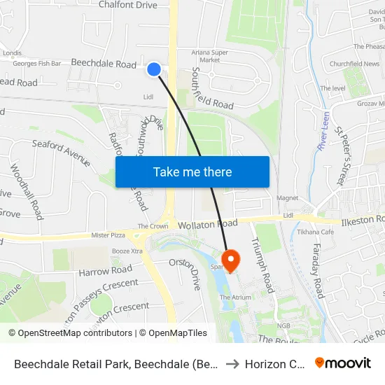 Beechdale Retail Park, Beechdale (Be01) to Horizon CDT map