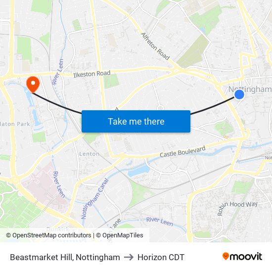 Beastmarket Hill, Nottingham to Horizon CDT map