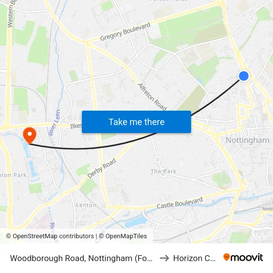 Woodborough Road, Nottingham (Fo01) to Horizon CDT map