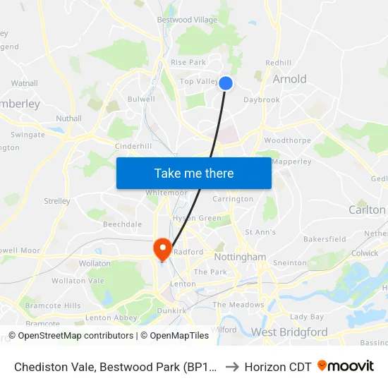 Chediston Vale, Bestwood Park (BP12) to Horizon CDT map