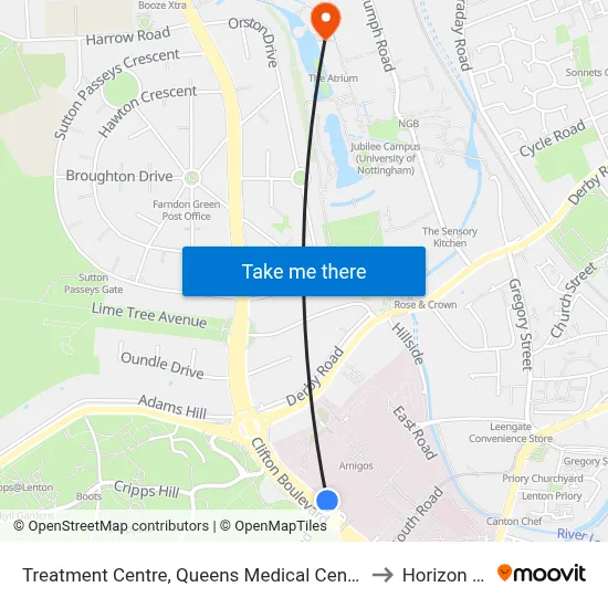 Treatment Centre, Queens Medical Centre (Qm20) to Horizon CDT map