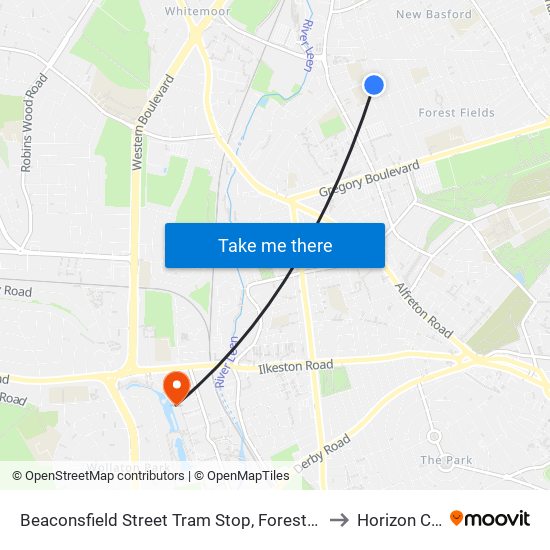 Beaconsfield Street Tram Stop, Forest Fields to Horizon CDT map