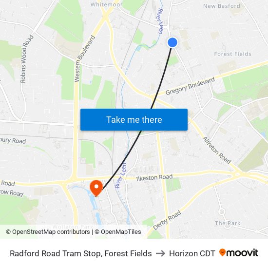 Radford Road Tram Stop, Forest Fields to Horizon CDT map