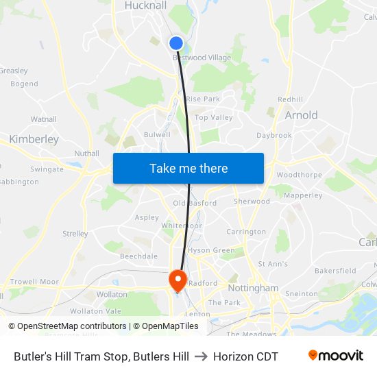 Butler's Hill Tram Stop, Butlers Hill to Horizon CDT map