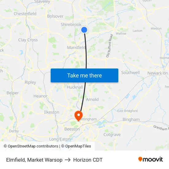 Elmfield, Market Warsop to Horizon CDT map