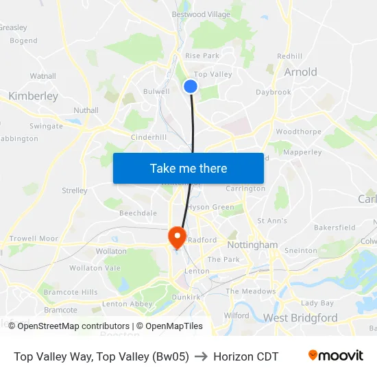 Top Valley Way, Top Valley (Bw05) to Horizon CDT map