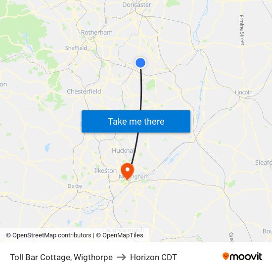 Toll Bar Cottage, Wigthorpe to Horizon CDT map