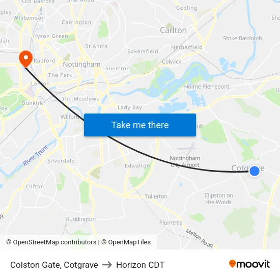 Colston Gate, Cotgrave to Horizon CDT map