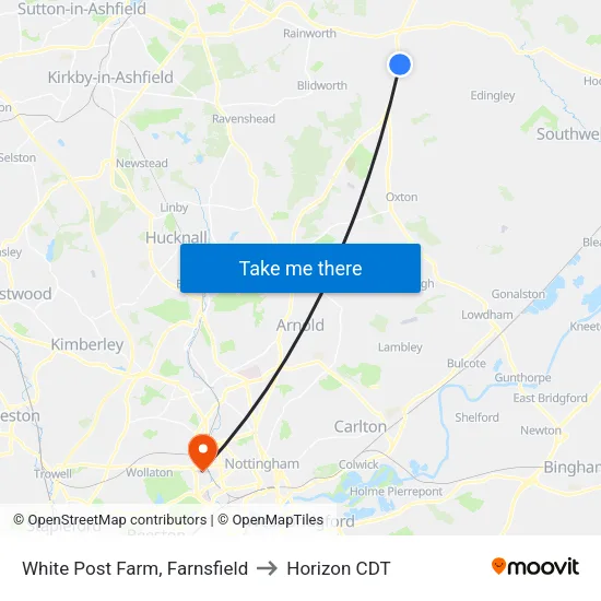 White Post Farm, Farnsfield to Horizon CDT map