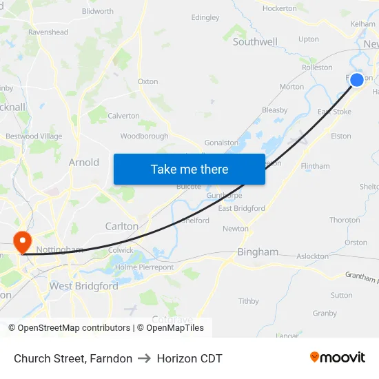 Church Street, Farndon to Horizon CDT map