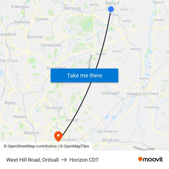 West Hill Road, Ordsall to Horizon CDT map