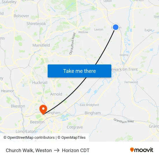 Church Walk, Weston to Horizon CDT map