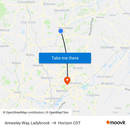 Annesley Way, Ladybrook to Horizon CDT map