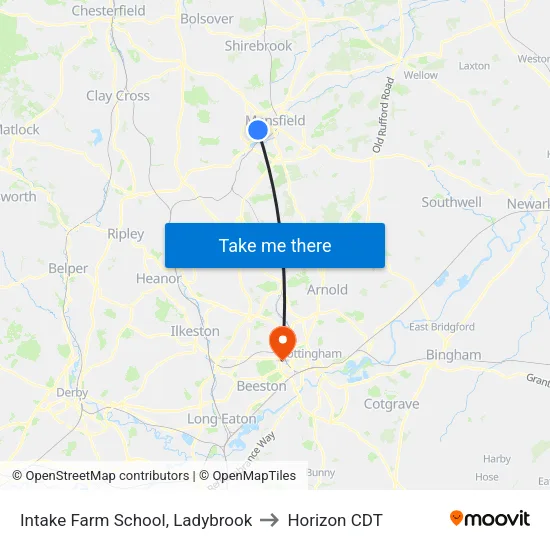 Intake Farm School, Ladybrook to Horizon CDT map