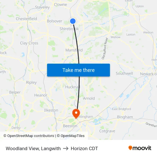 Woodland View, Langwith to Horizon CDT map