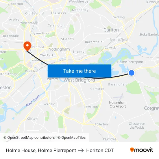 Holme House, Holme Pierrepont to Horizon CDT map