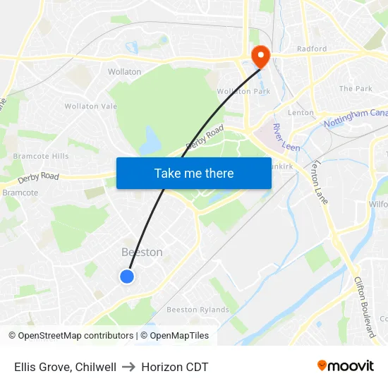 Ellis Grove, Chilwell to Horizon CDT map