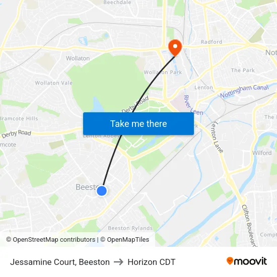Jessamine Court, Beeston to Horizon CDT map