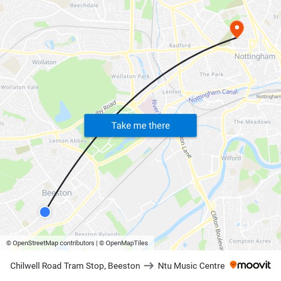 Chilwell Road Tram Stop, Beeston to Ntu Music Centre map