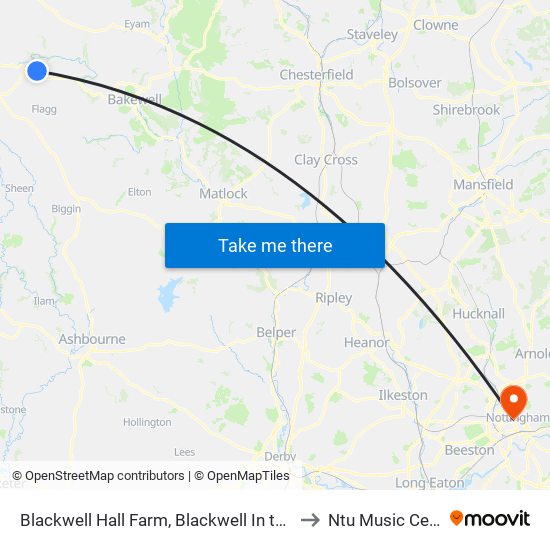 Blackwell Hall Farm, Blackwell In the Peak to Ntu Music Centre map