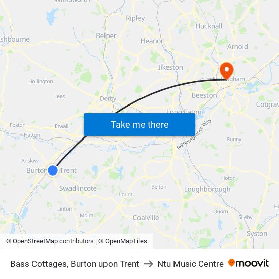 Bass Cottages, Burton upon Trent to Ntu Music Centre map