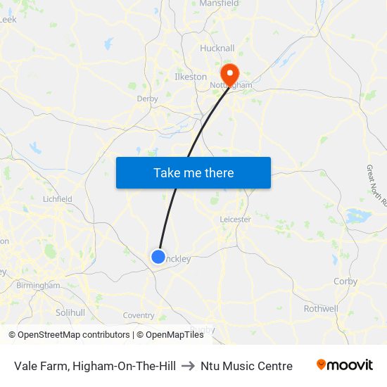 Vale Farm, Higham-On-The-Hill to Ntu Music Centre map