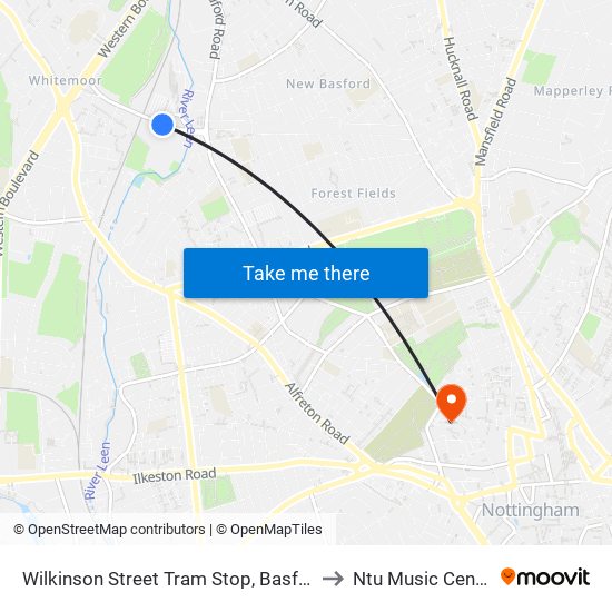 Wilkinson Street Tram Stop, Basford to Ntu Music Centre map