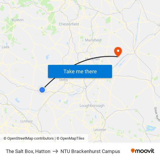 The Salt Box, Hatton to NTU Brackenhurst Campus map