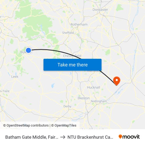 Batham Gate Middle, Fairfield to NTU Brackenhurst Campus map