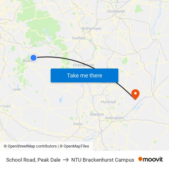 School Road, Peak Dale to NTU Brackenhurst Campus map