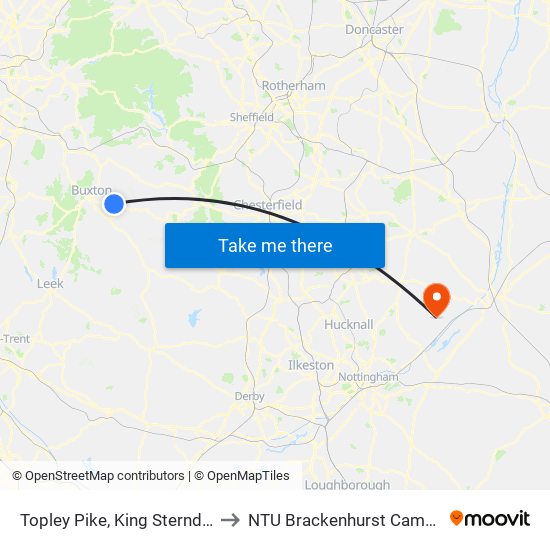 Topley Pike, King Sterndale to NTU Brackenhurst Campus map