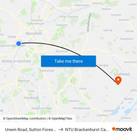 Unwin Road, Sutton Forest Side to NTU Brackenhurst Campus map