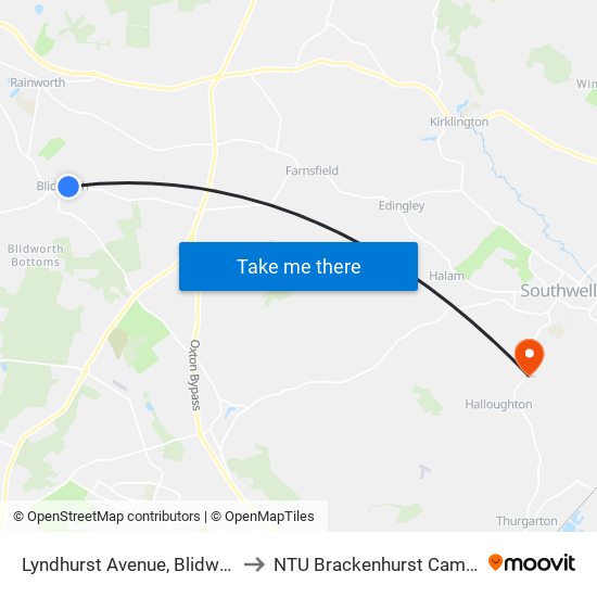Lyndhurst Avenue, Blidworth to NTU Brackenhurst Campus map