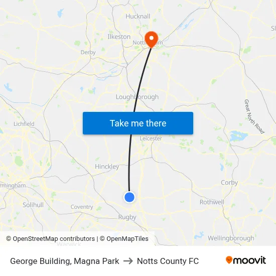 George Building, Magna Park to Notts County FC map