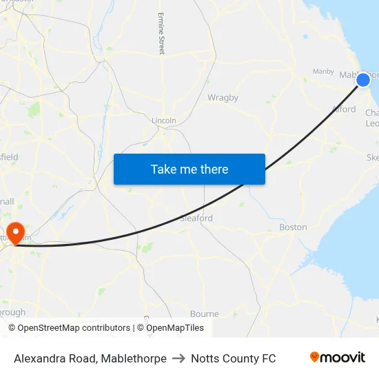 Alexandra Road, Mablethorpe to Notts County FC map