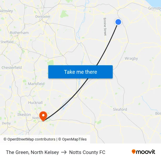 The Green, North Kelsey to Notts County FC map