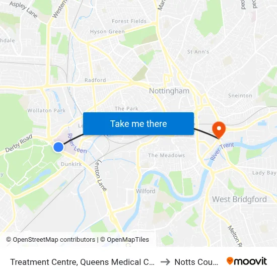 Treatment Centre, Queens Medical Centre (Qm20) to Notts County FC map