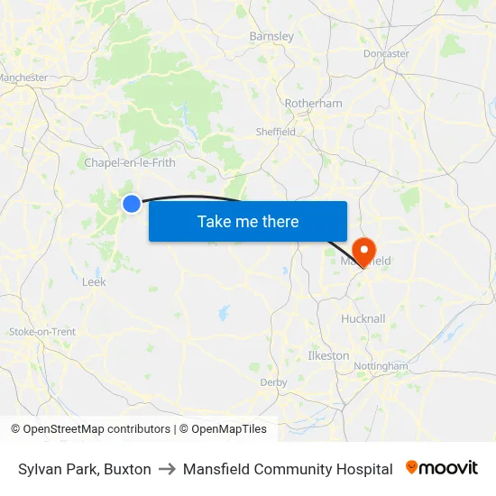 Sylvan Park, Buxton to Mansfield Community Hospital map