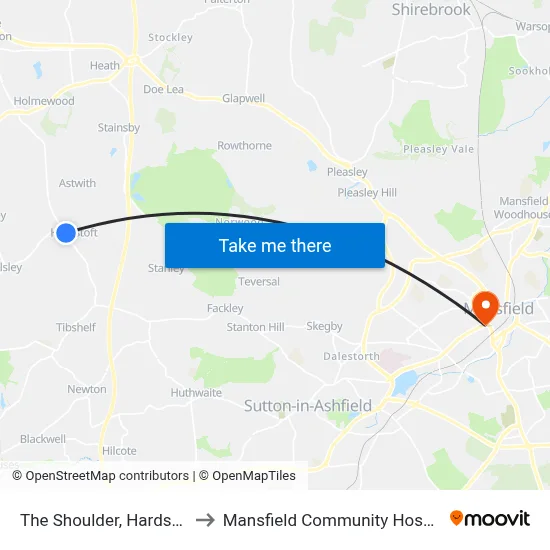 The Shoulder, Hardstoft to Mansfield Community Hospital map